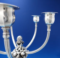 Georg Jensen Sterling Silver Candelabra Pair 5-Light All Sterling 120ozt (#7462)