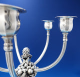 Georg Jensen Sterling Silver Candelabra Pair 5-Light All Sterling 120ozt (#7462)