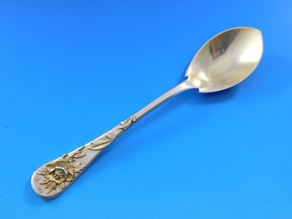 Lap Over Tiffany & Co Sterling Silver Ice Cream Spoon Applied Flowers c1880's