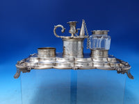English Georgian Sterling Silver Inkwell on Tray London 1829 Joseph Argell #7315