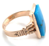 10k Rose Gold Victorian Kingman Genuine Natural Turquoise Ring Size 6.5 (#J6564)