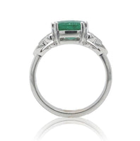18k White Gold 2.27 Carat Genuine Natural Emerald Diamond Ring Size 6.5 (#J7010)