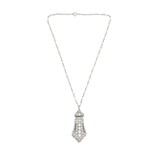 Platinum 2.75 Carat Diamond Pendant Pin Necklace w/ Lab Created Sapphires #J6734