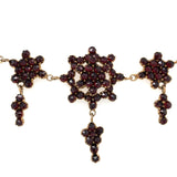 Genuine Natural Bohemian Garnet Necklace w/Five Rosettes w/Drops 16.75" (#J5434)