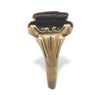 10k Gold Men's Genuine Tiger's Eye Quartz Double Warrior Cameo Ring (#J7061)