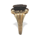 10k Gold Men's Genuine Tiger's Eye Quartz Double Warrior Cameo Ring (#J7061)