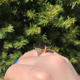 14k Gold Ring with Large Emerald Cut Genuine Natural Smoky Quartz (#J6608)