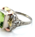 10k Tri-Color 2.55ct Genuine Natural Peridot Filigree Ring Jewelry (#J5818)