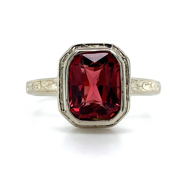 14k White Gold 1.92 Carat Genuine Natural Garnet Ring Size 6.25 (#J5819)