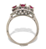 Vintage 14k White Gold  .72ct Genuine Natural Ruby and Diamond Band Ring #J7198