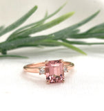 14k Rose Gold 1.60 Carat Pink Genuine Natural Tourmaline Diamond Ring (#J7535)