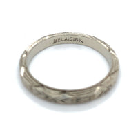 18k White Gold Wedding Band Crisp Engraved New Old Stock Size 6 (#J6287)