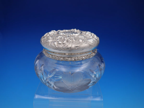 Rose By Stieff Powder Jar with Sterling Silver Lid and Daisy Jar Repousse #4396
