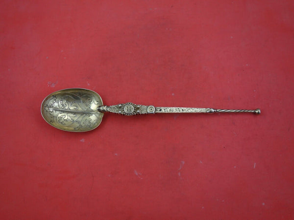English Estate Sterling Silver Coronation Spoon Vermeil Birmingham 1902 9 3/4"