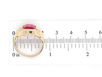 10k Yellow Gold Vintage Men's Synthetic Lab-Created Ruby Glass Ring (#J7146)