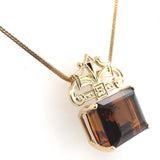 14k Gold Deco Style Large 43ct Genuine Natural Madeira Citrine Necklace (#J6239)