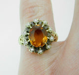 10k Yellow Gold Victorian Citrine and Seed Pearl Ring (#J4526)
