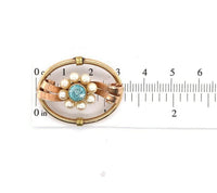10k Retro Blue Zircon Pin Rose and Yellow Gold (#J5473)