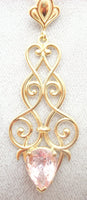 14k Gold Fancy Pendant with 2.16ct Genuine Natural Morganite (#J2763)