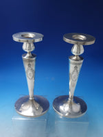 AG Sterling Silver Candlestick Pair Brite-Cut 15.1 troy ounces 11 3/4" (#6018)