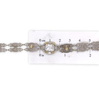 10k White and Yellow Gold Art Deco Filigree Bracelet 6.75" Jewelry (#J6740)