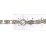 10k White and Yellow Gold Art Deco Filigree Bracelet 6.75" Jewelry (#J6740)