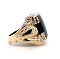 10K Yellow Gold Men's Rectangular Genuine Natural Bloodstone Ring (#J5677)