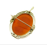 Victorian Agate Hard Stone Cameo Pin with Pearls (#J332)