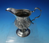 English Georgian Sterling Silver Creamer Repoussed Landscape Fox Birds (#5518)