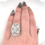 Platinum Cocktail Leaf Ring with 1.10ct TW Genuine Natural Diamonds (#J5953)