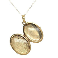 14k Gold Oval Locket with Engraved Flowers and Scrollwork with Chain (#J6674)