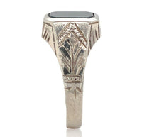 14k Gold Men's Genuine Natural Bloodstone Ring Hand Engraved Size 5.5 (#J6614)