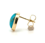 14k Gold 3.05ct TW Genuine Natural Kingman Turquoise Stud Earrings (#J6110)