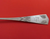 German .800 Silver Soup Ladle Bright-Cut Leaf Design Dated 1908 13" Serving