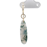 14k Gold 16.64 Carat TW Moss Genuine Agate Teardrop Dangle Earrings (#J7127)