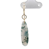 14k Gold 16.64 Carat TW Moss Genuine Agate Teardrop Dangle Earrings (#J7127)