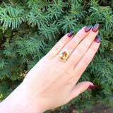 18k Yellow Gold Precious Imperial Genuine Natural Topaz and Diamond Ring #J6370