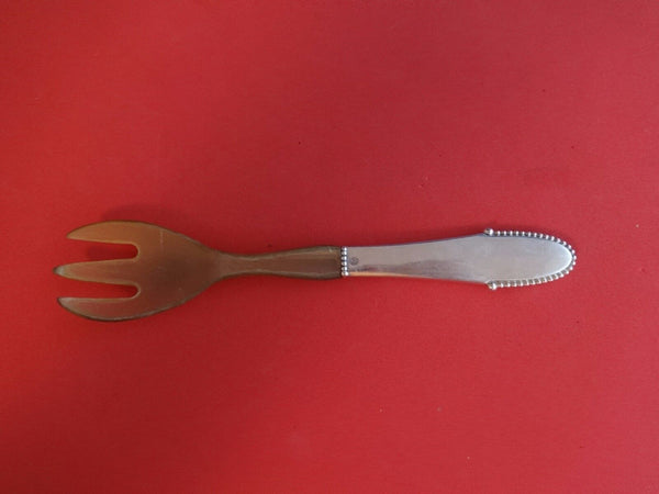 Beaded by Georg Jensen Sterling Silver Serving Fork HH w/Horn 1923 Small 6 1/2"