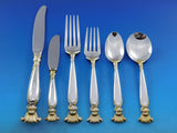 Romance of the Sea Gold Accent Wallace Sterling Silver Flatware for 12 Set 83pc