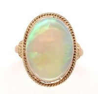 14k Yellow Gold Large 7 Carat Genuine Natural Australian Opal Ring (#J6785)