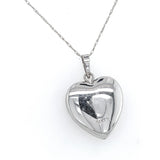 14k White Gold Heart Locket with Genuine Natural Diamond and Chain (#J6672)