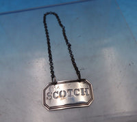English Sterling Silver Liquor Label "Scotch" 1 3/8" x 3/4" .25 ozt. (#6871)