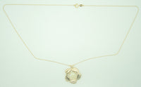 14k Yellow Gold Genuine Natural Opal Leaf Pendant Jewelry (#J2753)