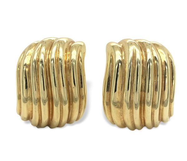 A Pair of 14k Yellow Gold Heavy Earrings Jewelry 28.2g High Quality (#J6884)