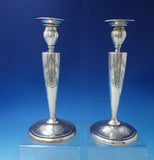 Black Starr and Frost Sterling Silver Candlestick Pair Bright-Cut #108 (#5460)