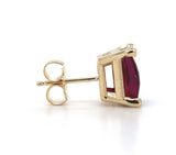 14k Gold Barrel Cut 3.53ct TW Genuine Natural Rhodolite Garnet Earrings (#J6106)