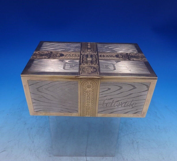 MH Russian .875 Silver Cigar Box Trompe L'Oeil Wood Panels w/Gilt c.1886 (#6987)