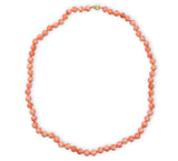 Genuine Natural Coral Bead Necklace w/ 6mm Beads 14k Gold Clasp 18 3/8" (#J7579)
