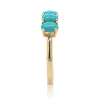 14k Yellow Gold Genuine Natural Turquoise Five-Stone Band Ring Size 6 (#J6800)