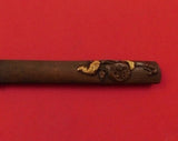 Kozuka by Unknown Mixed Metals Fish Knife Japanese Motif GW BC w/ Leaves Flowers